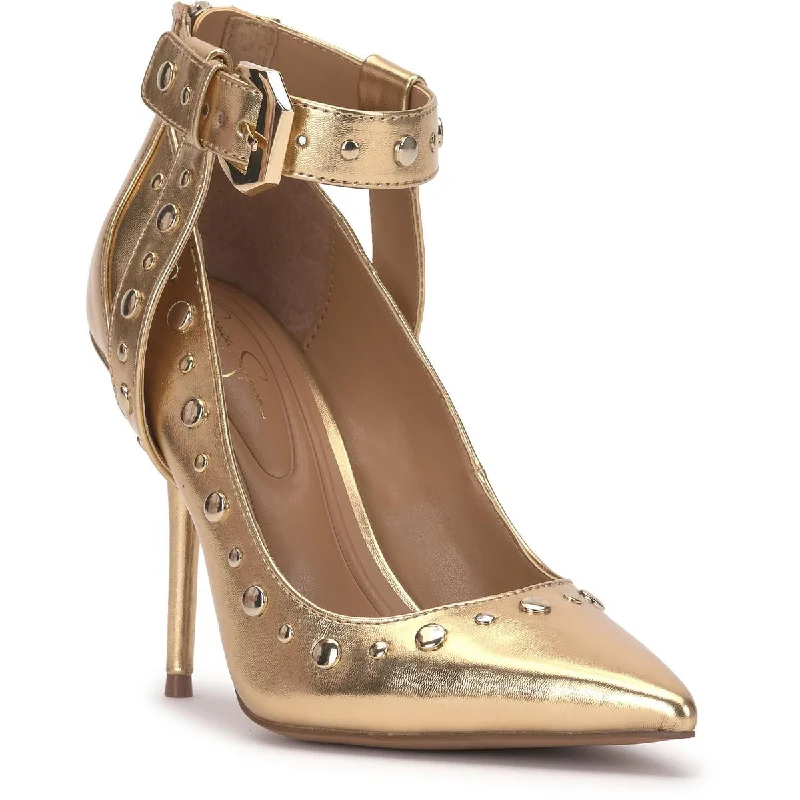 Jessica Simpson Womens Hinjosa Faux Leather Studded Pumps---Comfortable Leather Pumps for Office and Everyday Wear