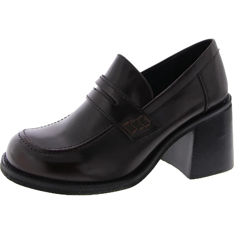 Steve Madden Womens Usual Faux Leather Square Toe Loafer Heels---Durable Square Toe Block Heels for Everyday Use