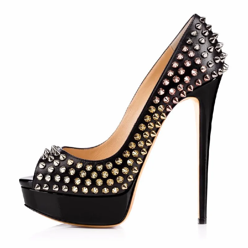 Stylish Platform Heels for Extra Height--Chunky Platform Rivets