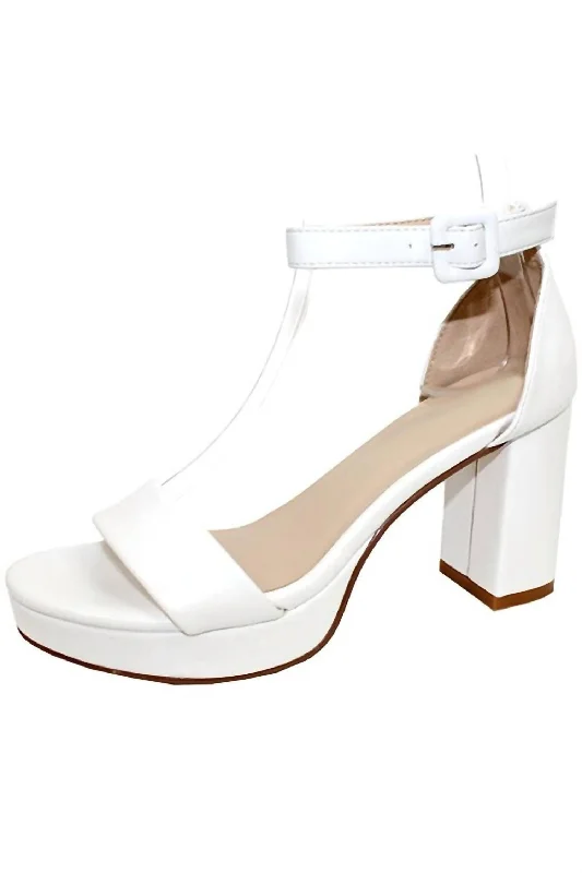 Versatile Heeled Sandals for Any Occasion---Women's Buckle Heel In White