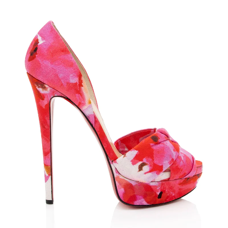 Trendy D'Orsay Pumps for Fashion-Forward Women---Christian Louboutin Canvas Floral D'Orsay Pumps