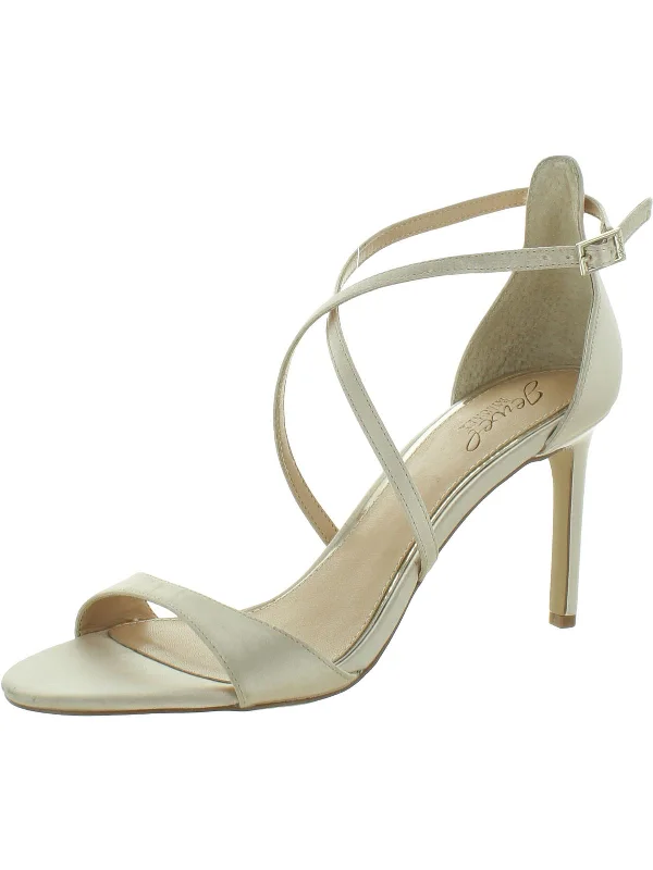 Stylish Ankle Strap Heels for Women--Womens Satin Criss Cross Ankle Strap Pumps