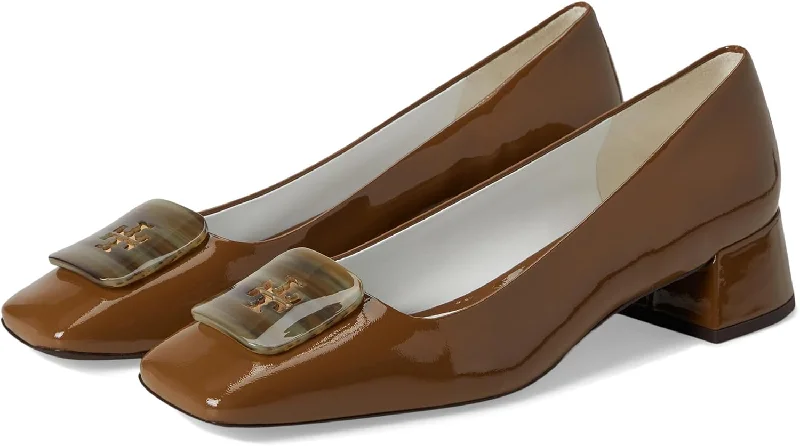 Sleek and Shiny Patent Pump Heels for a Polished Look--Tory Burch Women's Georgia Patent Leather Pump, Almond Oats