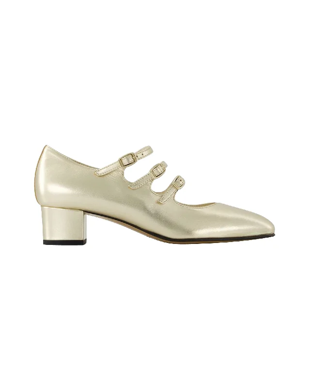 Kina Pumps - Carel - Leather - Gold---Comfortable Leather Pumps for Office and Everyday Wear