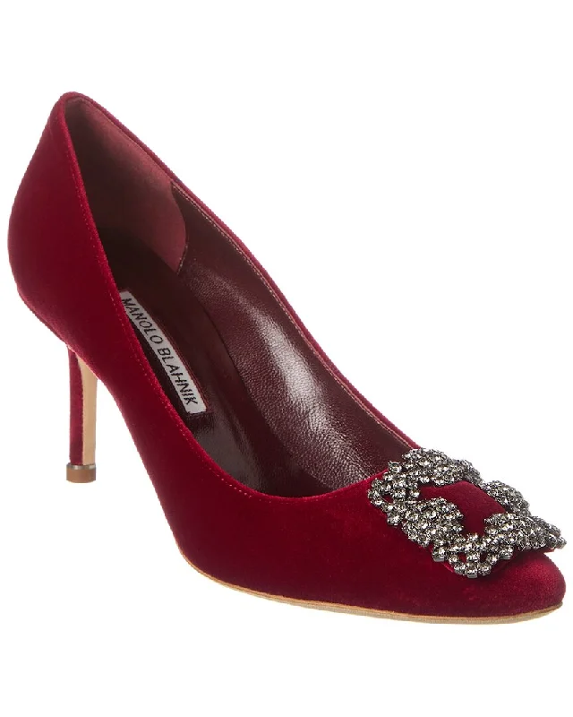 Luxurious Velvet Women's Pumps with Soft Finish---Manolo Blahnik Hangisi 70 Velvet Pump