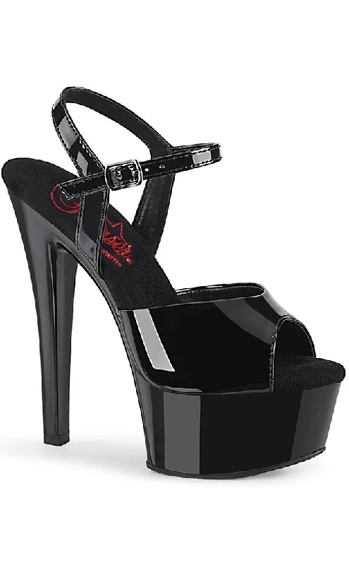 Sleek and Shiny Patent Pump Heels for a Polished Look--GLEAM-609 Black Patent Platform Heels