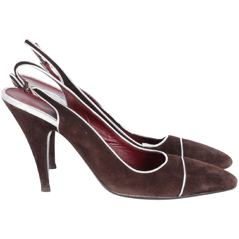 Affordable Suede Ankle Pumps for All-Day Wear--Prada Slingback Pumps in Brown Suede