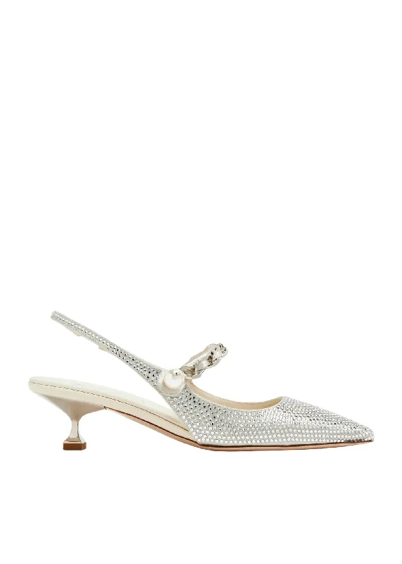 Affordable Rhinestone Pumps for a Dazzling Look---Crystal Slingback Ballerinas Shoes In Silver