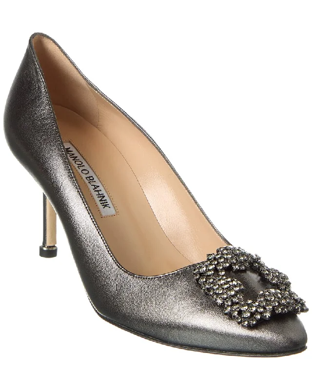 Manolo Blahnik Hangisi 70 Leather Pump---Comfortable Leather Pumps for Office and Everyday Wear