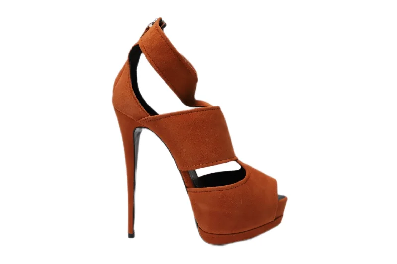 Affordable Suede Ankle Pumps for All-Day Wear--Giuseppe Zanotti Sharon 105 Heels in Orange Suede