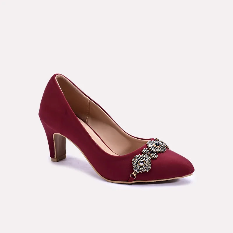 Araminta Maroon Fancy Court Shoes 0431151