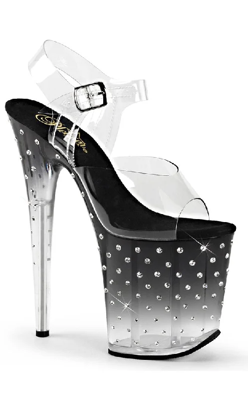 Stylish Platform Heels for Extra Height--STARDUST-808T Clear & Black Platform Heels