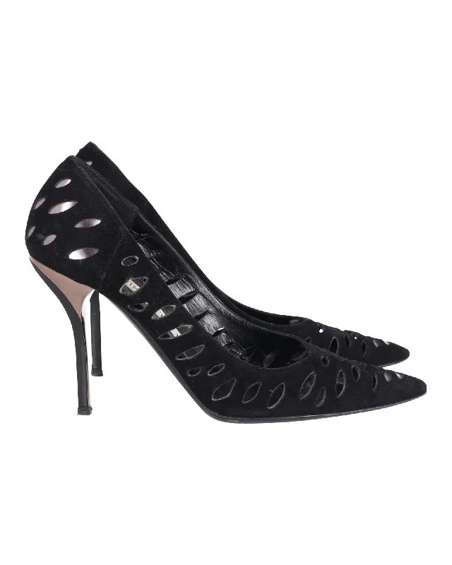 Affordable Suede Ankle Pumps for All-Day Wear--Jimmy Choo Lasercut Romy Pumps Black Suede