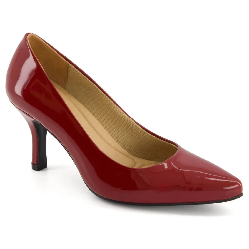 Stiletto Heel Pumps with Perfect Fit--Women's Comfort Plus Medium Heel Stilettos Shoes In Medium Red-Fashionable & Classic