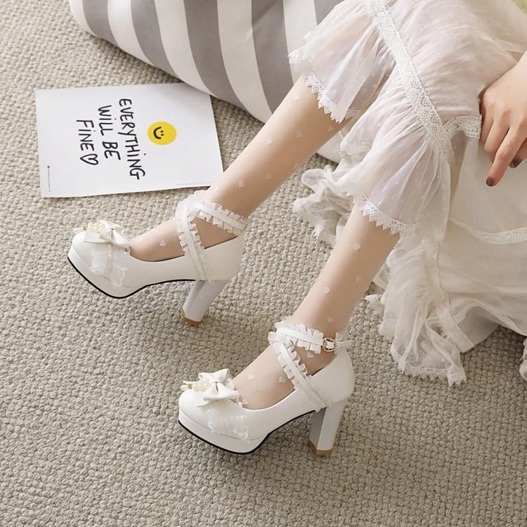 Stylish Lace Pumps for a Chic Look--Jfashion lace sweet lolita high heels YV43939