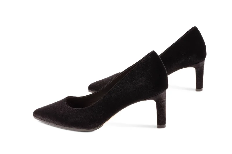 Luxurious Velvet Women's Pumps with Soft Finish---Rocker Heeled Pump In Black Velvet