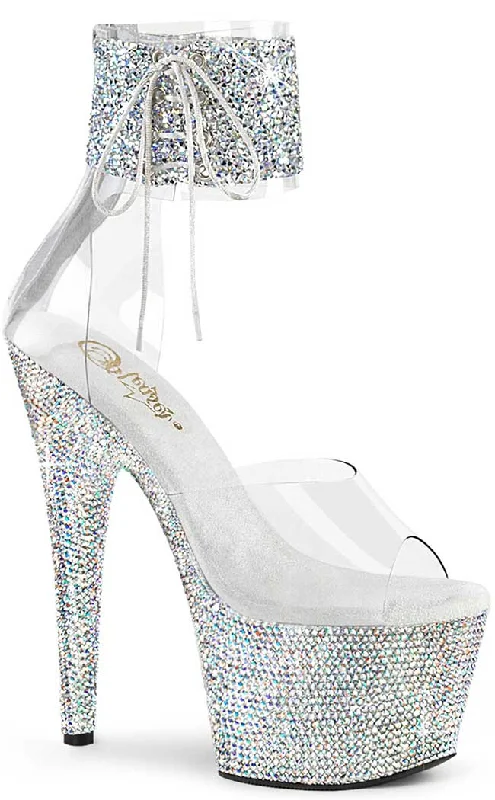 Affordable Rhinestone Pumps for a Dazzling Look---BEJEWELED-724RS-02 Silver Rhinestone Cuff Heels