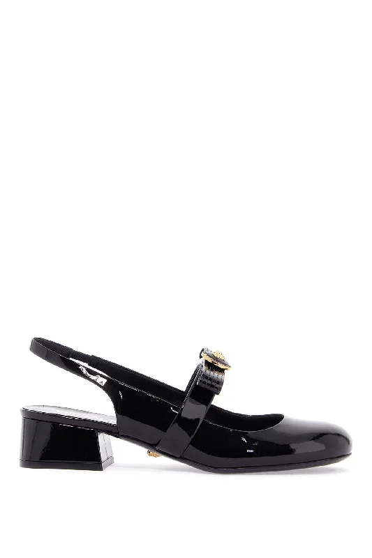 Versatile Heeled Sandals for Any Occasion---Versace Women's Gianni Ribbon Slingback