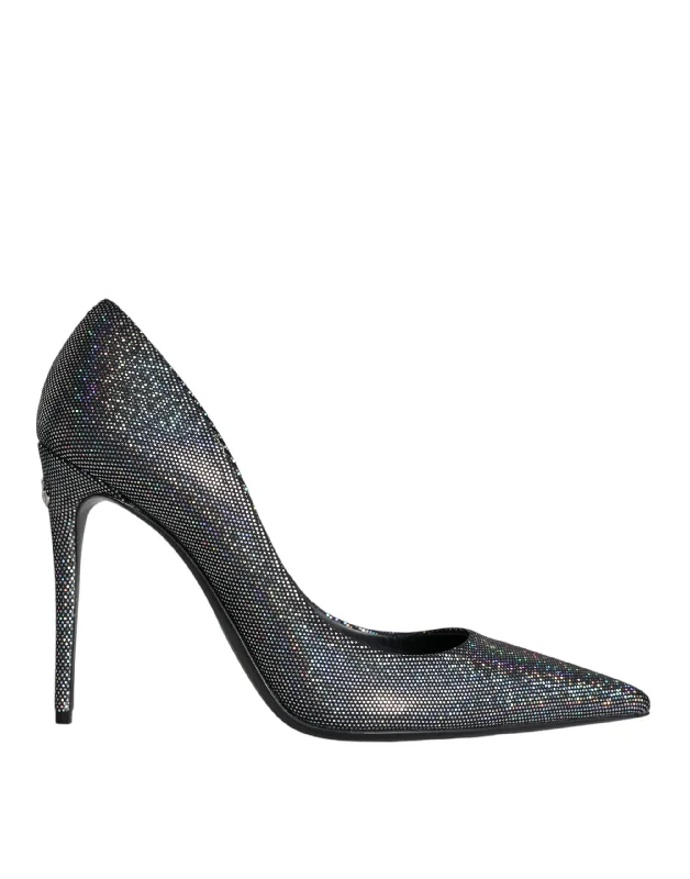 Dolce & Gabbana multi Strass Leather Heels Pumps Women's Shoes---Comfortable Leather Pumps for Office and Everyday Wear