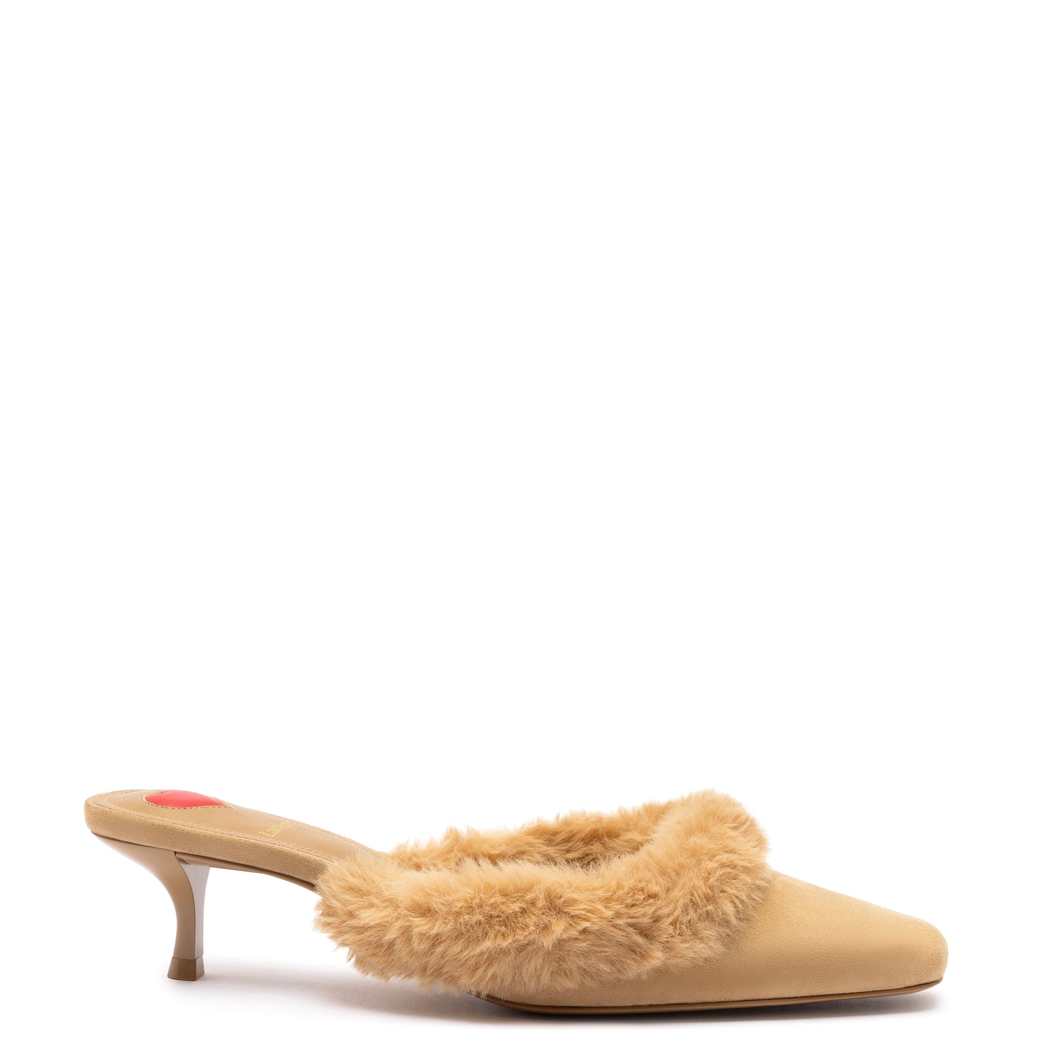 Affordable Suede Ankle Pumps for All-Day Wear--Amal Faux Fur Mule In Peanut Suede