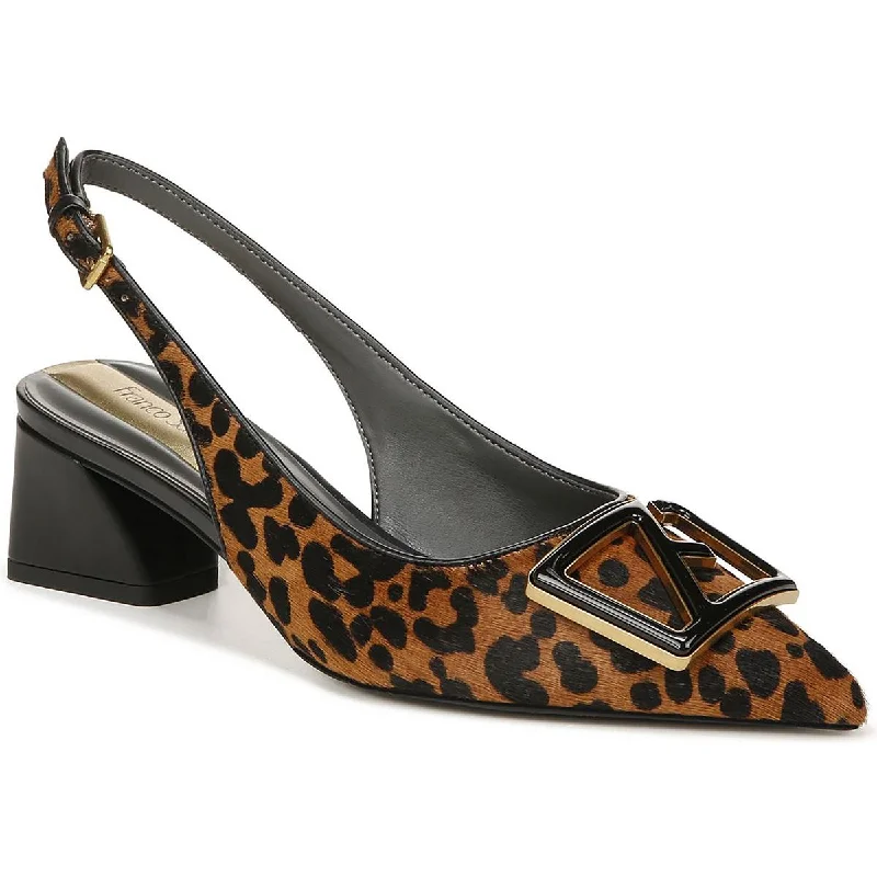 Versatile Heeled Sandals for Any Occasion---Franco Sarto Womens Racer 5 Calf Hair Animal Print Slingback Heels