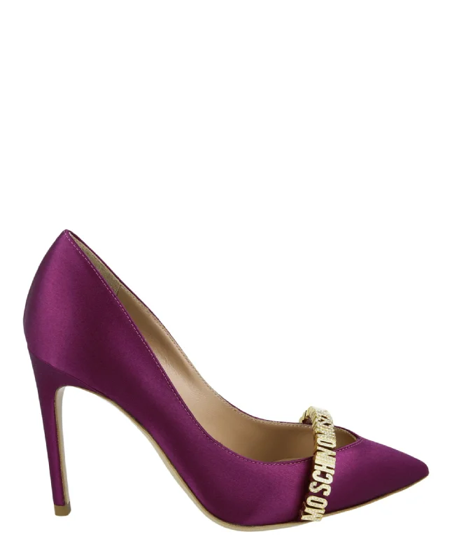 Logo Lettering Satin PumpsAffordable Satin Heels with a Luxe Touch