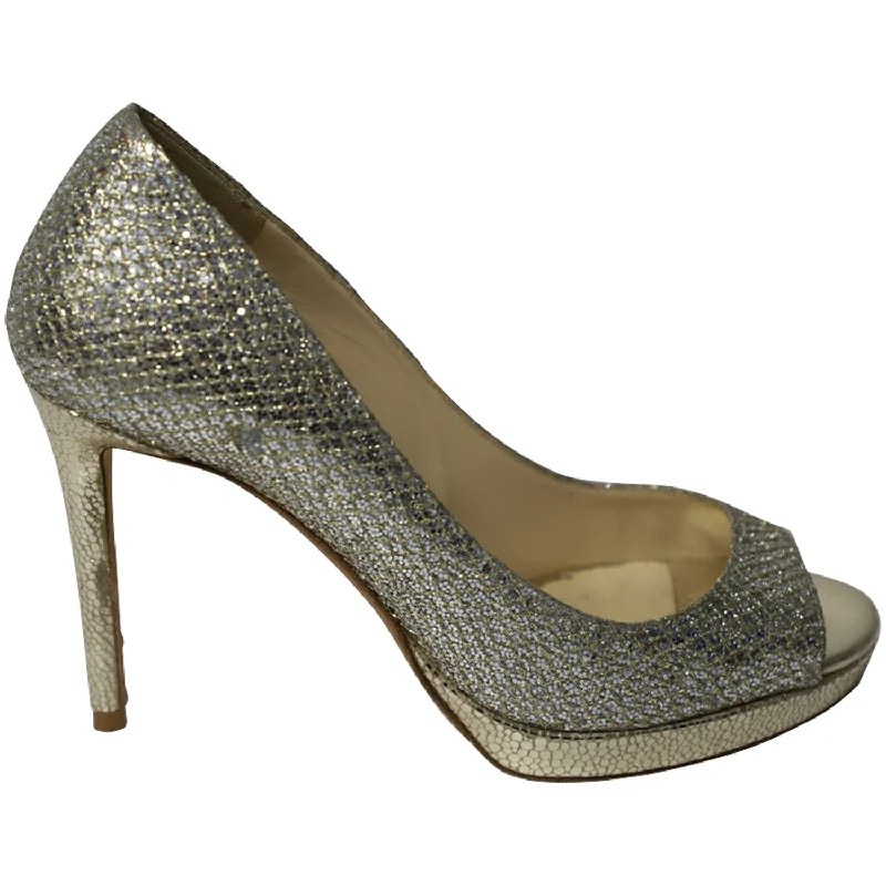 Stylish Open Toe Heels for Summer--Jimmy Choo Metallic Luna Open Toe Pumps in Gold Leather