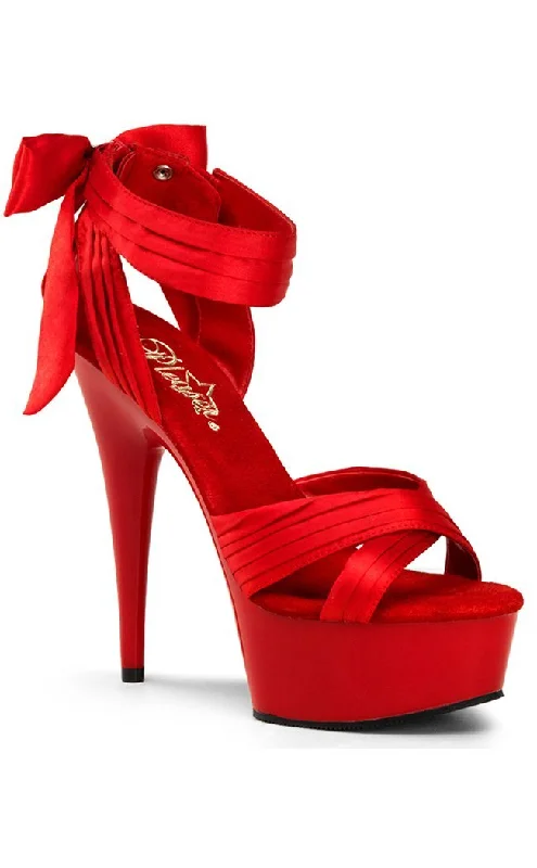 DELIGHT-668 Red Satin Platform HeelsAffordable Satin Heels with a Luxe Touch