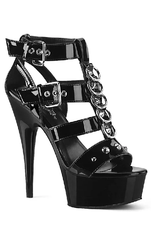 Sleek and Shiny Patent Pump Heels for a Polished Look--DELIGHT-658 Black Patent Platform Heels