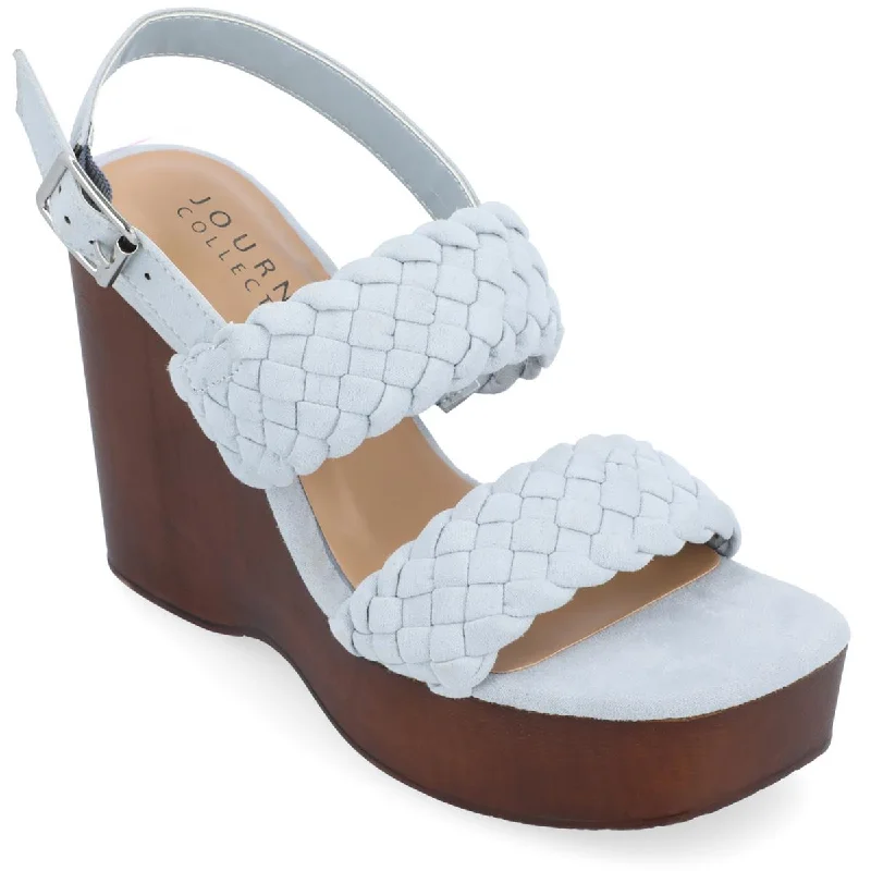 Journee Collection Womens Ayvee Braided Square Toe Wedge Heels