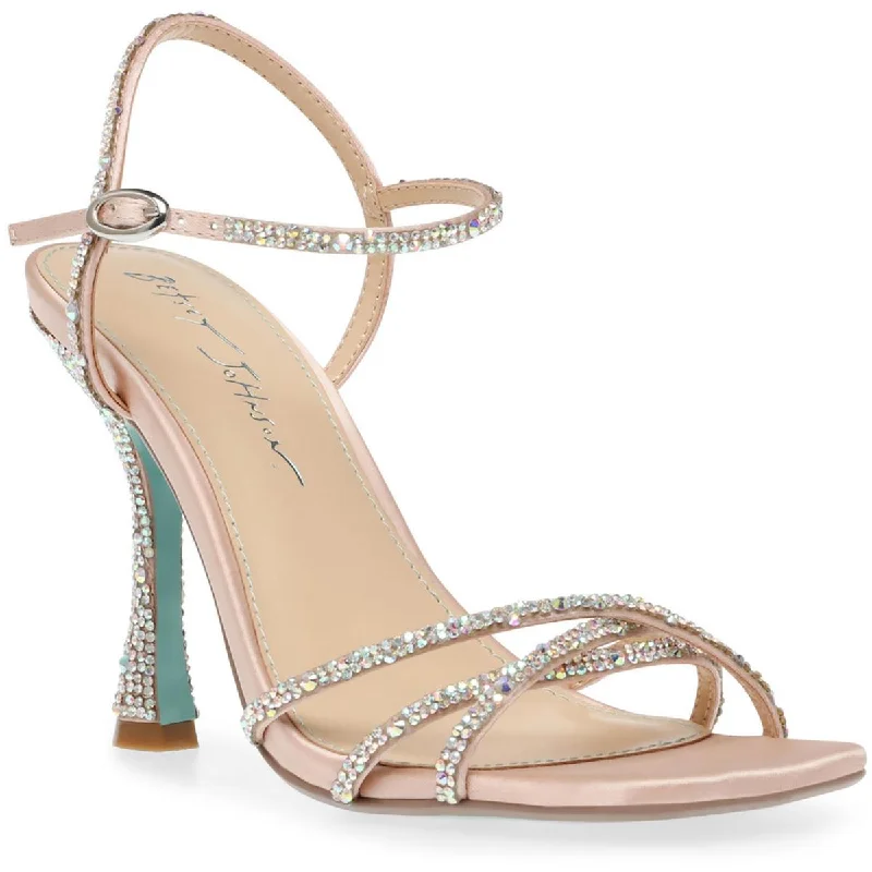 Stylish Ankle Strap Heels for Women--Betsey Johnson Womens Piprr Jeweled Metallic Ankle Strap