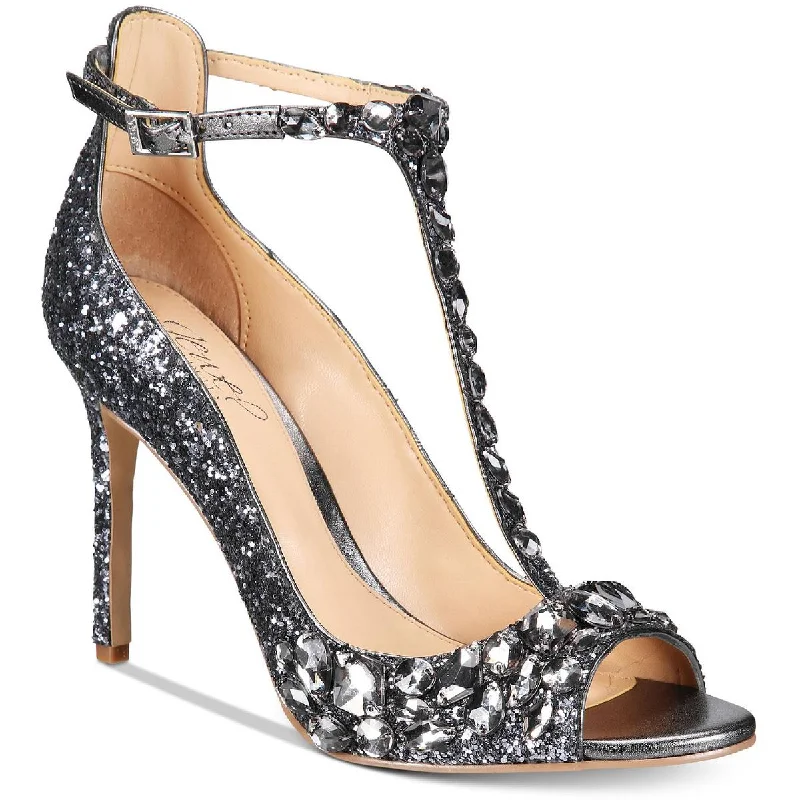 Stylish Ankle Strap Heels for Women--Jewel Badgley Mischka Womens Conroy Rhinestone Dressy Ankle Strap