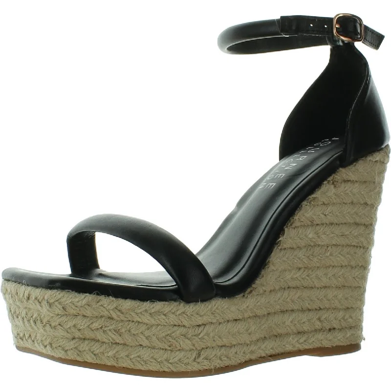 Journee Collection Womens   Faux Leather Ankle Strap Espadrille Heels