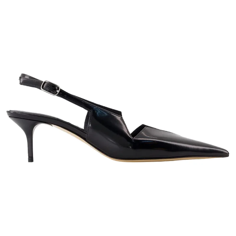 Stiletto Heel Pumps with Perfect Fit--Gloss Star Cut Out Low Stiletto Pumps - Coperni - Leather - Black-Fashionable & Classic