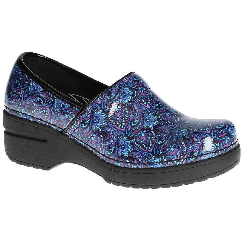 Easy Works by Easy Street Womens Lead Faux Leather Printed Clogs---Comfortable Leather Pumps for Office and Everyday Wear