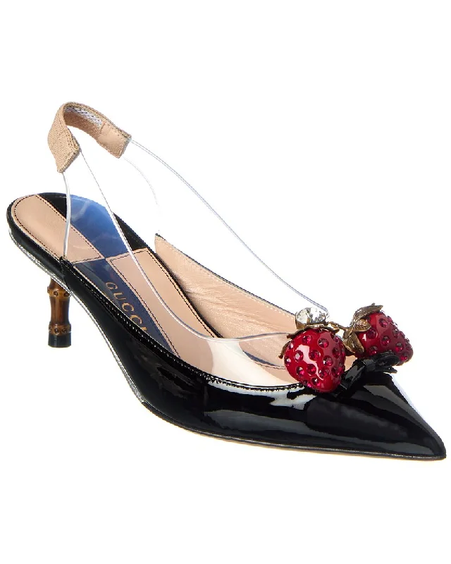 Sleek and Shiny Patent Pump Heels for a Polished Look--Gucci Vinyl & Patent Slingback Pump