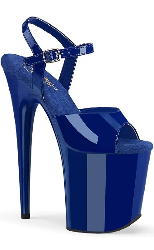 Sleek and Shiny Patent Pump Heels for a Polished Look--FLAMINGO-809 Royal Blue Patent Platform Heels