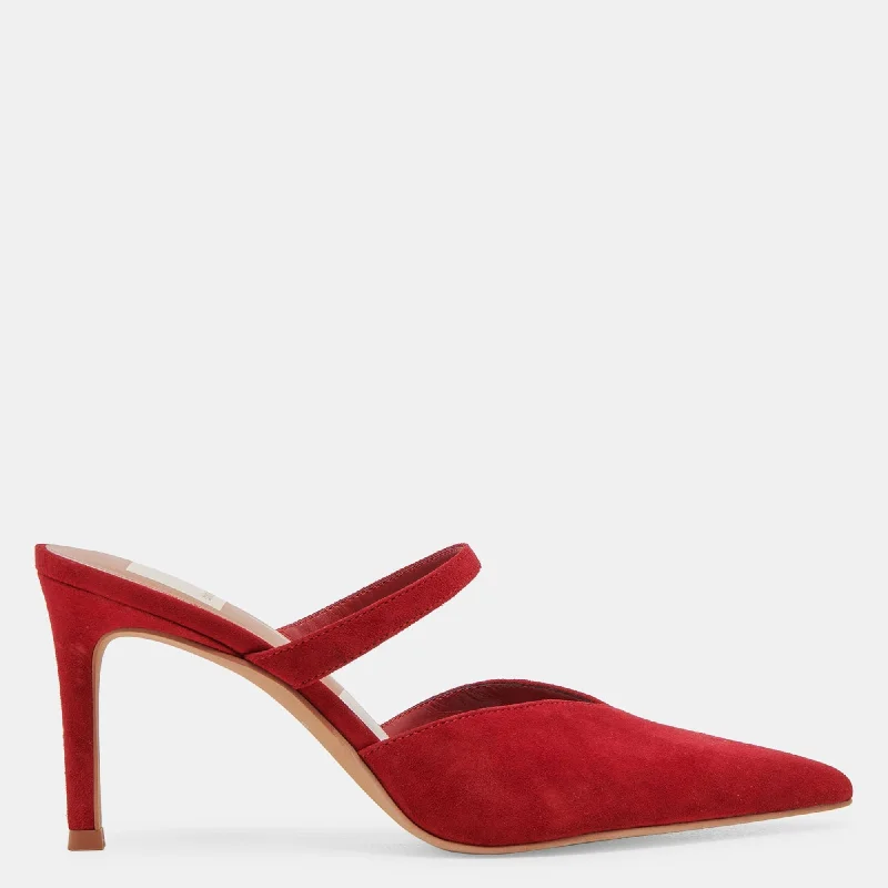 Affordable Suede Ankle Pumps for All-Day Wear--Kanika Heels Crimson Suede