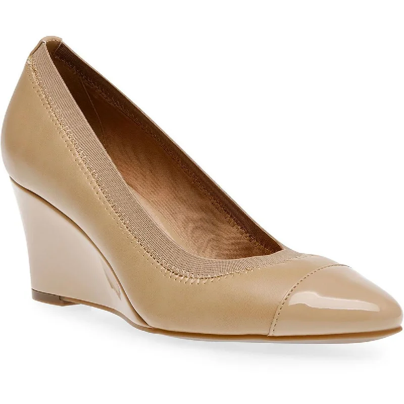 Anne Klein Womens Faux Leather Wedge Pumps---Comfortable Leather Pumps for Office and Everyday Wear