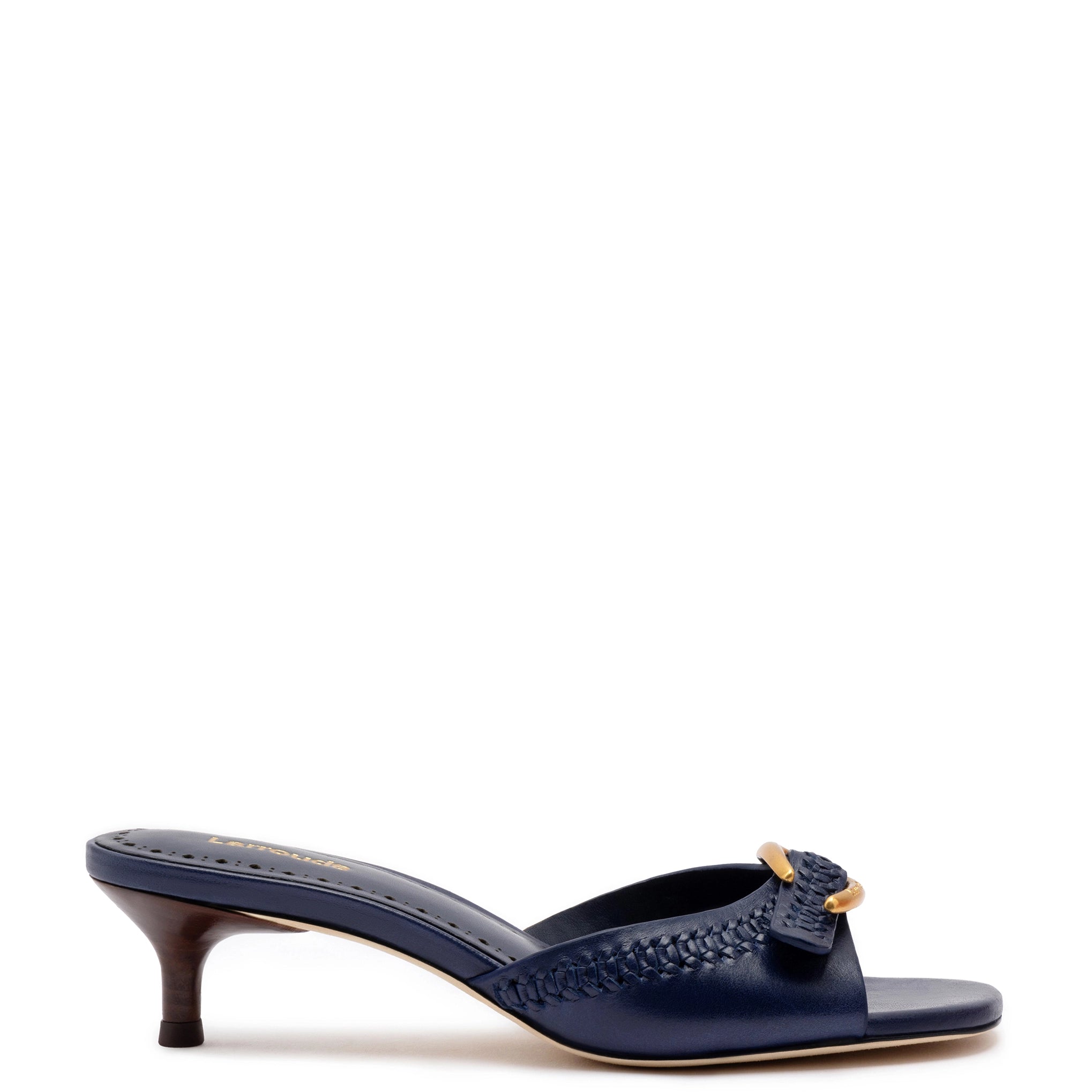 Verona Mule In Navy Leather---Comfortable Leather Pumps for Office and Everyday Wear