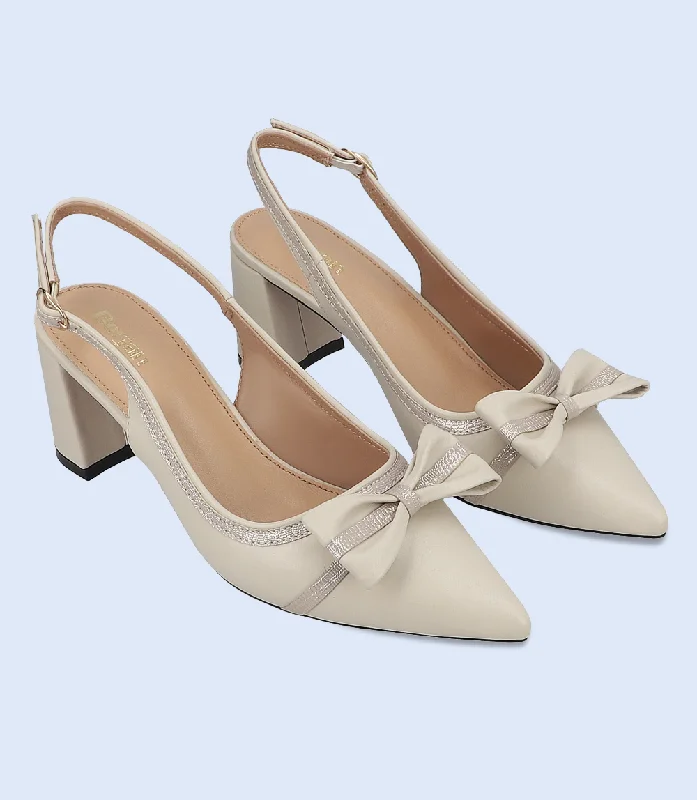 Versatile Heeled Sandals for Any Occasion---BW10168-IVORY-Women Sling back