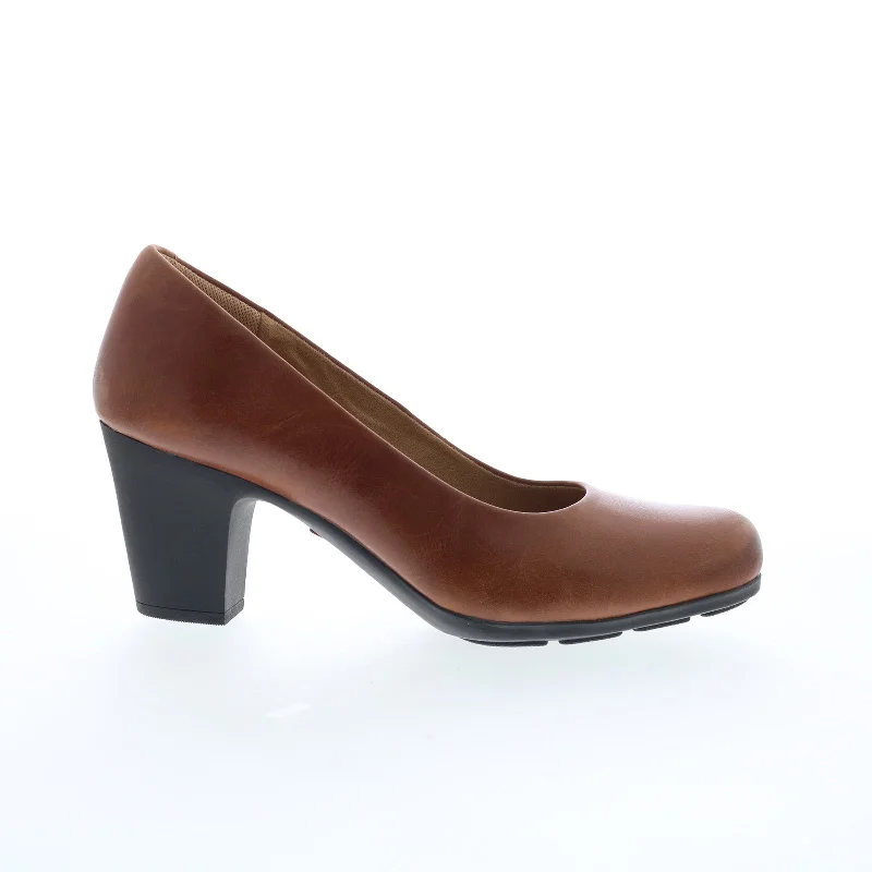 Comfortiva Noxi CT0024500 Womens Brown Wide Leather Pumps Heels Shoes---Comfortable Leather Pumps for Office and Everyday Wear