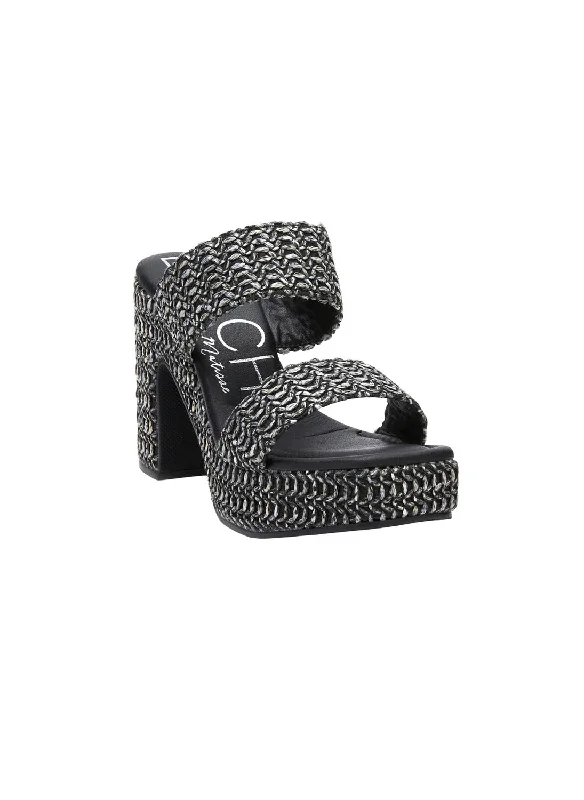 Trendy Chunky Heel Pumps for Casual Wear--Women's Gem Platform Block Heel In Black