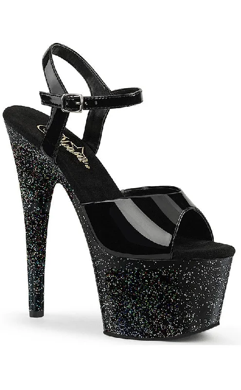 Sleek and Shiny Patent Pump Heels for a Polished Look--ADORE-709MG Black Patent & Glitter Heels