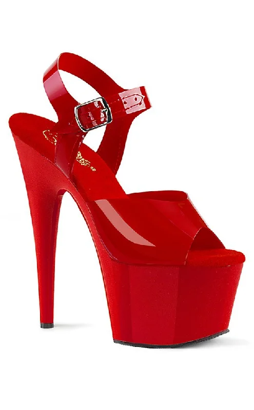 Stylish Platform Heels for Extra Height--ADORE-708N Red Jelly-Like Platform Heels