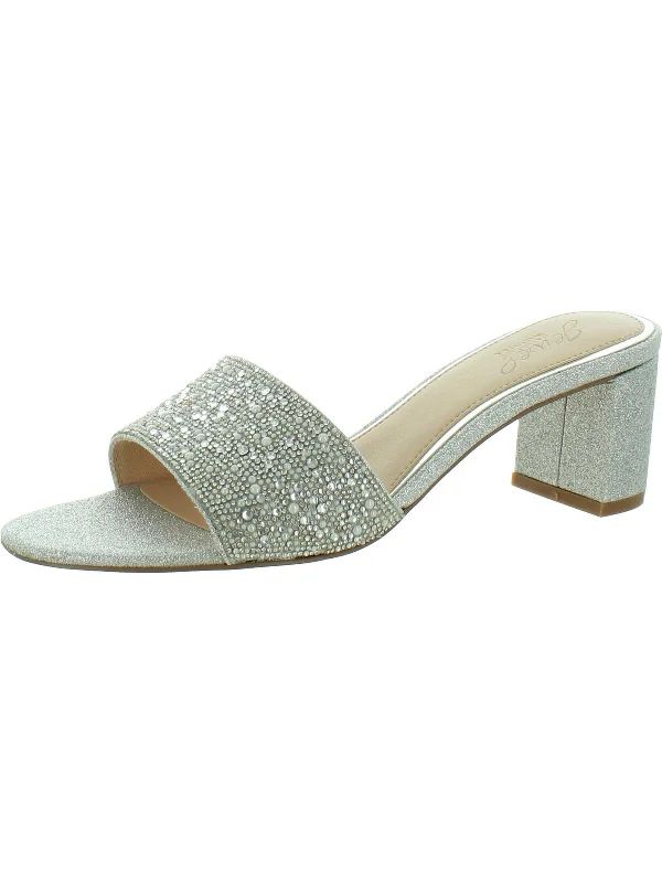 Versatile Heeled Sandals for Any Occasion---Womens Shimmer Slide Pumps