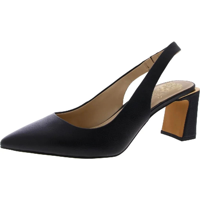 Trendy Chunky Heel Pumps for Casual Wear--Vince Camuto Womens Leather Block Heel Slingback Heels