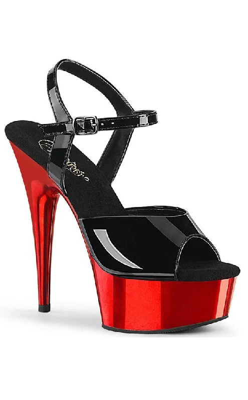 Stiletto Heel Pumps with Perfect Fit--DELIGHT-609 Black & Red Chrome Heels-Fashionable & Classic