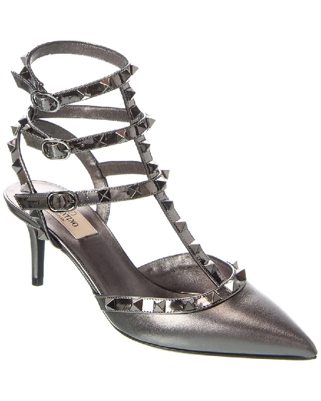 Stylish Ankle Strap Heels for Women--Valentino Rockstud Caged 65 Leather Ankle Strap Pump