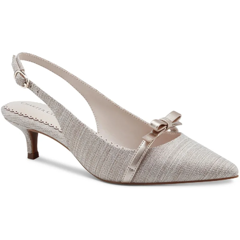 Charter Club Womens GILAA Bow Canvas Slingback Heels---Charming Bow Pumps for a Cute and Stylish Look